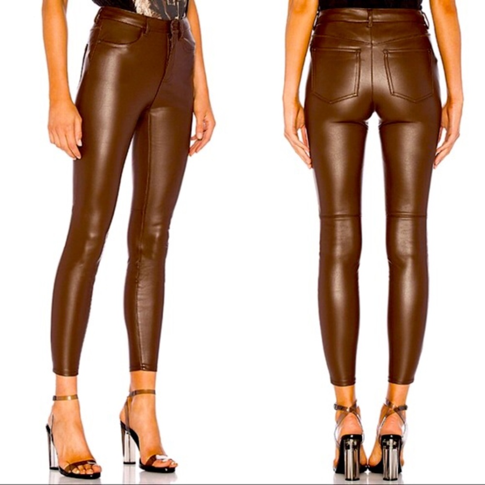 Free People Brown High Rise Faux Leather Pants NWT